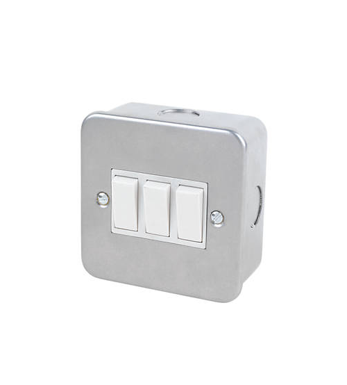 Volex Metal Clad 3gang Switch